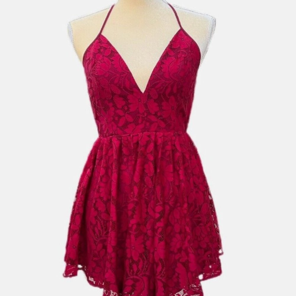 NBD | Revolve Hot Red Lace Backless Party Cocktail Mini Dress | Size Small